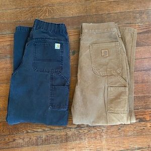 2 pair boys size 12 Carhartt pants blk and tan
